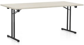 Összecsukható asztal 180 x 80 cm, fekete lábak, fehér kőris