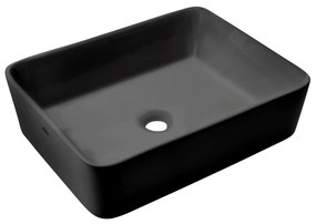 Invena Paro, kerámia munkalap mosogató 47,5x37,5x14,5 cm, fekete matt, INV-CE-36-005-C