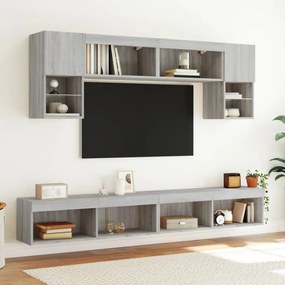 szürke sonoma színű TV-szekrény LED-világítással 100x30x30 cm