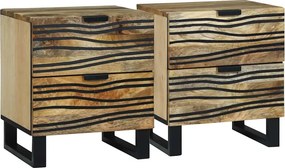 vidaXL Éjjeliszekrény fiókkal 2 pcs Barna 40 x 33 x 46 cm Tömör akácfa