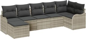 vidaXL Kerti Kanapé Szett 7 pcs Világosszürke polirattan