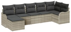 vidaXL Kerti Kanapé Szett 7 pcs Világosszürke polirattan