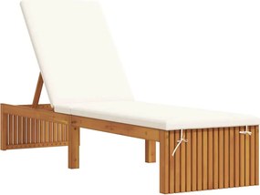 vidaXL Napozó párnával Olaj Természetes 200 x 55 x 94 cm Tömör akácfa