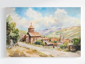Canvas Vászonkép Festői Falu Kolostor Hegyek Nyár 60 x 40
