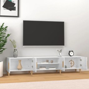 magasfényű fehér szerelt fa TV-szekrény 180 x 31,5 x 40 cm