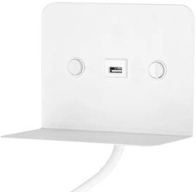 ONLI - LED Rugalmas kislámpa polccal és USB töltővel PLAK LED/1W/230V fehér