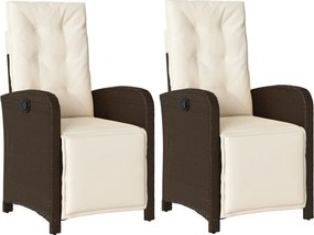 vidaXL 2 db barna polyrattan dönthető kerti szék lábtartóval
