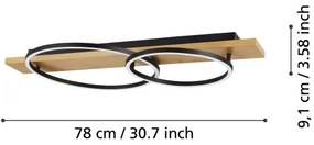 Eglo 901716 - LED Mennyezeti lámpa BOYAL 2xLED/12W/230V 3000K bézs/fekete