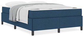 Boxrugós ágy Kék és Fekete 140 x 190 cm Textil és mérnöki fa