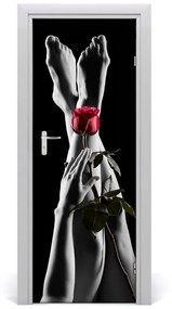 Ajtóposzter öntapadós Rose és láb 75x205 cm