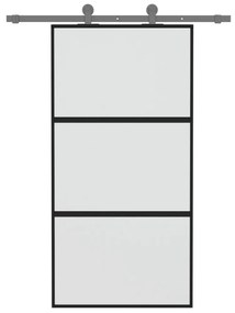 fekete edzett üveg és alumínium tolóajtó 102,5 x 205 cm