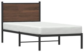 barna tölgy színű fém ágykeret matrac nélkül 90 x 200 cm