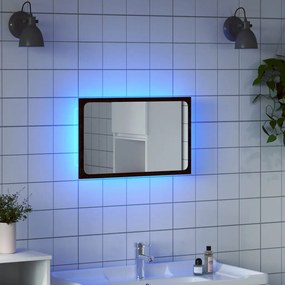 Barna tölgy szerelt fa LED-es fürdőszobatükör 60 x 8,5 x 38 cm