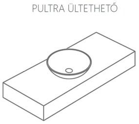 CeraStyle OLIVE - PULTRA ültethető - Top Counter - porcelán mosdó - MATT FEKETE -75 x 38 cm