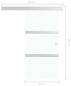 vidaXL ezüstszínű ESG üveg és alumínium tolóajtó 76 x 205 cm