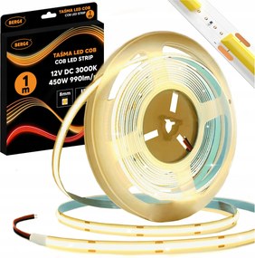 Led szalag Cob Neon 12V 1m 480 dióda 9W 990lm 3000K Fehér Meleg 8mm Világos