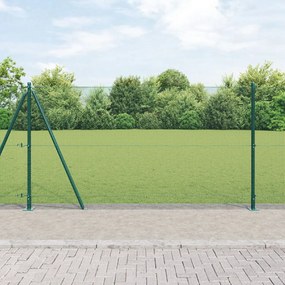 Hegesztett Drót Kerítés 7 Flancos Oszloppal Zöld 1,2x10 m Acél