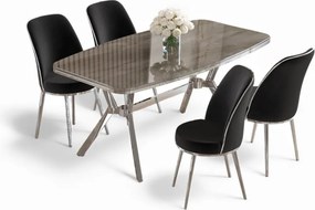 Lena étkezőgarnitúra, antracit-króm, 160 cm – TR240CHR2862