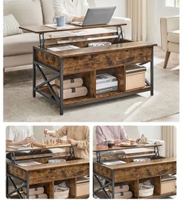 NYRO emelhető tetejű dohányzóasztal barna/fekete