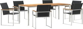 vidaXL Kert étkező szett 7 pcs Barna Tömör Akácfa