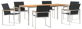 vidaXL Kert étkező szett 7 pcs Barna Tömör Akácfa