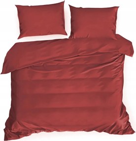 Ágyneműhuzat 220X200 pamut-szatén sima piros