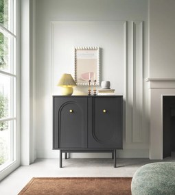 Komód Fekete Színben. MAZOMA 2D 79 cm.