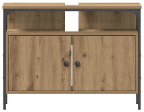Fürdőszoba Mosdószekrény Kézműves Tölgy 80x30x60 cm Mérnök Fa