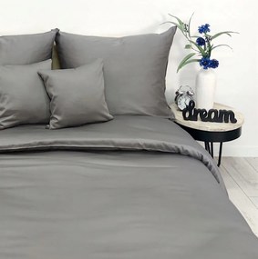 Pamut-szatén ágyneműhuzat Premium szürke Egyszínű egyszínű 220x200