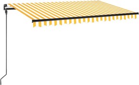 vidaXL sárga és fehér kézzel kihúzható napellenző 450 x 300 cm