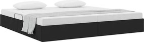 vidaXL Tárolós Ágy fejtámlával tárolóval Fekete 200 x 200 cm szövet