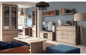 Vitrines szekrény, DTD laminált, tölgy sonoma, NORTY TYP 3