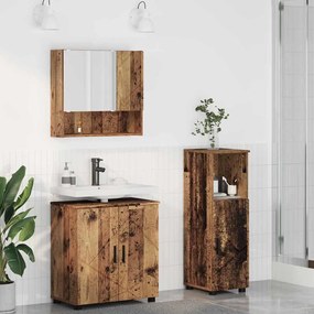 Fürdőszoba bútor szett 3 pcs Régi fa 61 x 35 x 64 cm Faanyag