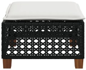 Fekete polyrattan kerti szék párnával 63,5 x 56 x 32 cm