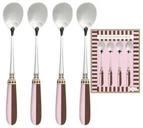 Rozsdamentes acél süteményes teáskanál szett 4 db-os porcelán nyéllel díszdobozban Sweet Moments