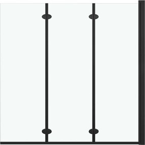 vidaXL 3 paneles fekete ESG zuhanyzó összecsukható ajtóval 130x138 cm