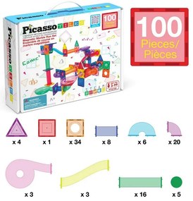 PicassoTiles mágneses építőkészlet 100 db Marble Run