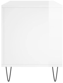 magasfényű fehér szerelt fa hanglemezszekrény 100 x 38 x 48 cm