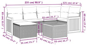 7 részes bézs polyrattan kerti ülőgarnitúra párnákkal