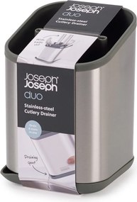 Fényes ezüstszínű rozsdamentes acél edényszárító evőeszközökhöz 11x11,5 cm Duo Steel – Joseph Joseph