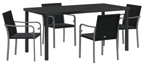 vidaXL Kert étkező szett 5 pcs Fekete és Szürke PE Rattan