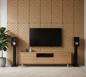 FREJA V-mintás akusztikus dizájn falpanel (120 × 60 × 0,9 cm) – Világos tölgy - sötét tölgy