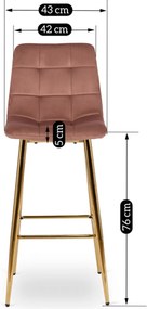 Bárszék rózsaszín bársony, ARIEL