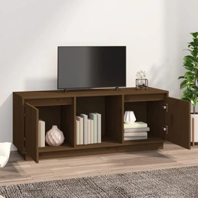 mézbarna tömör fenyőfa TV-szekrény 110,5x35x44 cm