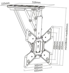 MK FLORIA MKF-20DM444 - Intelligens mennyezeti tartó TV-hez 55" fekete Wi-Fi TUYA + + távirányító