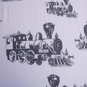 Szürke gumis pamut gyerek lepedő 90x200 cm Train – Jerry Fabrics