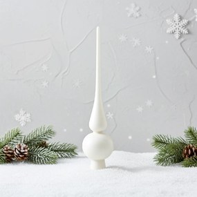 Fehér üveg csúcsdísz 25,5cm