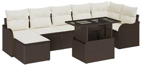 vidaXL Kerti Kanapé Szett párnával tárolóval 8 pcs Barna Poli rattan