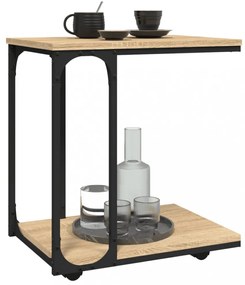 sonoma tölgy szerelt fa kisasztal kerekekkel 50 x 35 x 55,5 cm