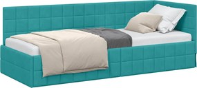vidaXL Sarokágy keret fejtámlával Türkiz 80 cm x 200 cm Bársony